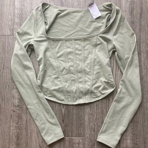 Abercrombie & Fitch SOFT AF long sleeve seamless fabric corset top